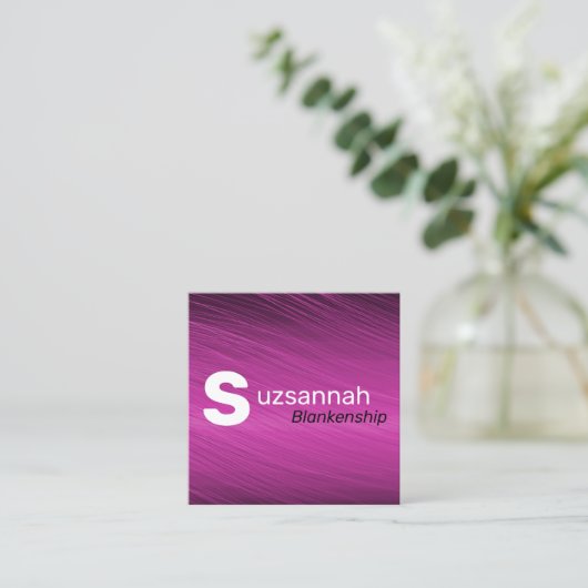 Minimalistische Lila Streams großer Text QR-Code Quadratische Visitenkarte (Stehend Vorderseite)