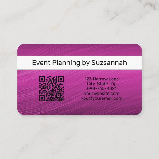 Minimalistische Lila Streams großer Text QR-Code Visitenkarte (Rückseite)