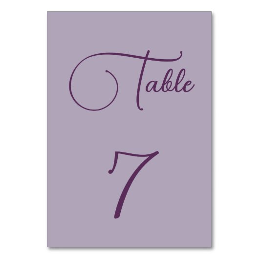 Minimalistische Lila Tischnummer (Vorderseite)