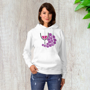 Minimalistische lila Trauben und Weinglas Hoodie