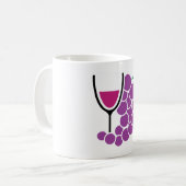 Minimalistische lila Trauben und Weinglas Kaffeetasse (Vorderseite Links)