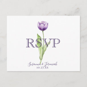 Minimalistische Lila Tulip Wedding RSVP Mahlzeit O Einladungspostkarte