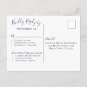 Minimalistische Lila Tulip Wedding RSVP Mahlzeit O Einladungspostkarte (Rückseite)