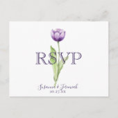 Minimalistische Lila Tulip Wedding RSVP Mahlzeit O Einladungspostkarte (Vorderseite)