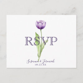 Minimalistische Lila Tulip Wedding RSVP Mahlzeit O Einladungspostkarte