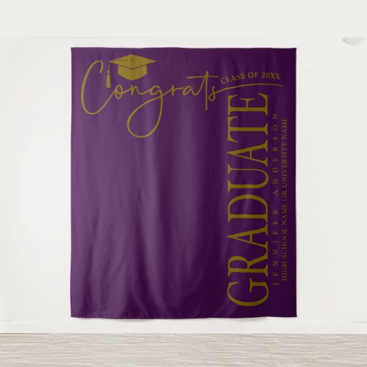 Minimalistische Lila- und Gold-Glückwunsch Wandteppich (Vorderseite)