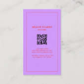 Minimalistische Lila und rote Streifen QR Code Bäc Visitenkarte (Rückseite)