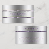 Minimalistische Lila- und Silberstreifen Visitenkarte (Vorne/Hinten)