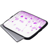 Minimalistische Lila und weiße Pflaumen: Name der Laptopschutzhülle (Vorne Knopf)