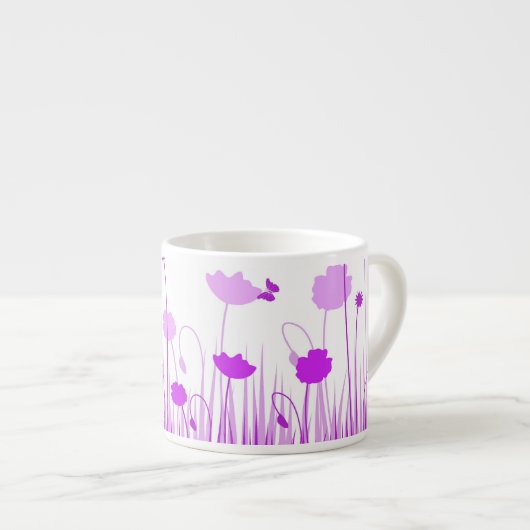 Minimalistische Lila und weiße Pflaumen Wiesenblum Espressotasse (Vorderseite Rechts)