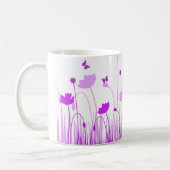 Minimalistische Lila und weiße Pflaumen Wiesenblum Kaffeetasse (Links)