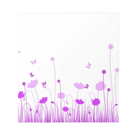 Minimalistische Lila und weiße Pflaumen Wiesenblum Notizblock (Vorderseite)