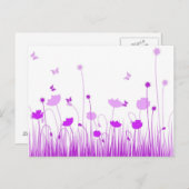 Minimalistische Lila und weiße Pflaumen Wiesenblum Postkarte (Vorne/Hinten)