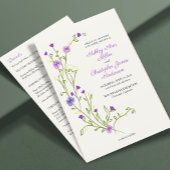 Minimalistische Lila Wildblume All-in-One-Hochzeit Einladung