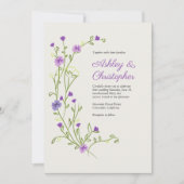Minimalistische Lila Wildblume All-in-One-Hochzeit Einladung (Vorderseite)