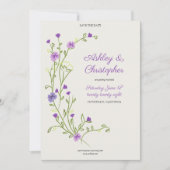 Minimalistische Lila Wildblume Foto Hochzeit Save The Date (Vorderseite)