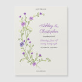 Minimalistische Lila Wildblume Speichern des Datum Magnetkarte (Vorderseite)