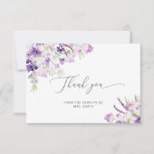 Minimalistische lila Wildblumen bridal danke Karte (Vorderseite)