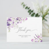 Minimalistische lila Wildblumen bridal danke Karte (Stehend Vorderseite)