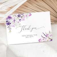 Minimalistische lila Wildblumen bridal danke Karte