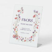 Minimalistische lila Wildblumen-Hochzeitsshower-Ge Sockelschild (Vorderseite)