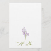 Minimalistische Lilac Floral Menu Wedding Menükarte (Rückseite)