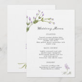 Minimalistische Lilac Floral Menu Wedding Menükarte (Vorne/Hinten)