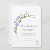 Minimalistische Lilac Floral Wedding Einladung (Vorderseite)