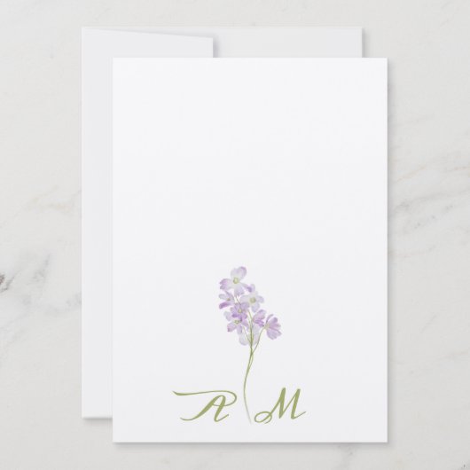 Minimalistische Lilac Floral Wedding Einladung (Rückseite)