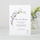 Minimalistische Lilac Floral Wedding Einladung (Stehend Vorderseite)