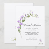 Minimalistische Lilac Floral Wedding Einladung (Vorne/Hinten)