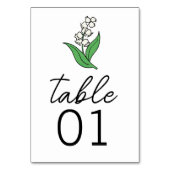Minimalistische Lily of the Valley Wedding Tischnu Tischnummer (Vorderseite)