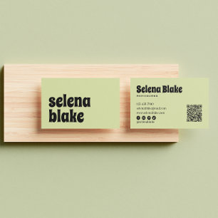 Minimalistische Limone Farbe   Moderner QR-Code Visitenkarte