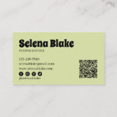 Minimalistische Limone Farbe | Moderner QR-Code Visitenkarte (Rückseite)