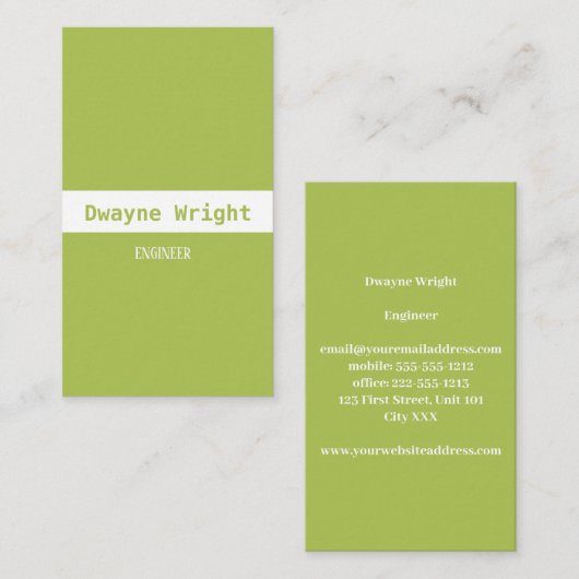 Minimalistische Limone und weiße Visitenkarte (Vorne/Hinten)