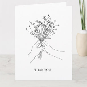 Minimalistische Line-Art-Blumen-Dankeskarten Dankeskarte
