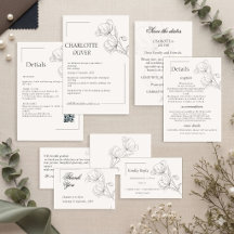 Minimalistische Line-Art-Blumen-Hochzeitseinladung
