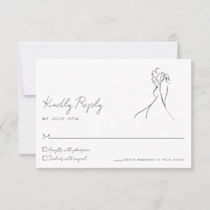 Minimalistische Line-Art-Brautpaar-Hochzeits-RSVP- RSVP Karte