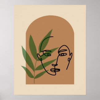 Minimalistische Line-Art-Frau-Wandkunstplakat Poster