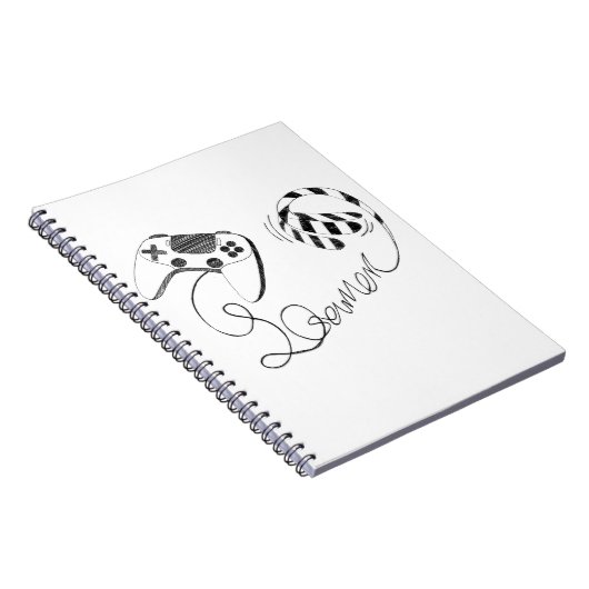 Minimalistische Line-Art-Gamercat - Controller-Kab Notizblock (Rechte Seite)