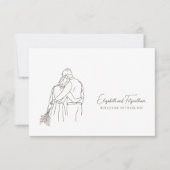 Minimalistische Line Art Hand in Hand Blume Dankeskarte (Vorderseite)