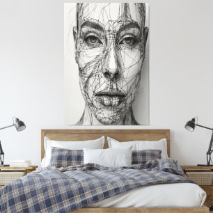 Minimalistische Line Art Leinwand   Abstraktes men