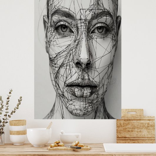 Minimalistische Line Art Leinwand | Abstraktes men Poster (Küche)