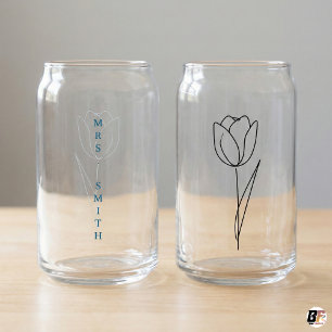 Minimalistische Line-Art-Tulpe Florales benutzerde Dosenglas