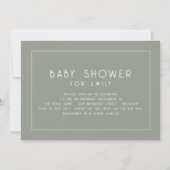 Minimalistische Line Border Sage Green Baby Dusche Einladung (Vorderseite)