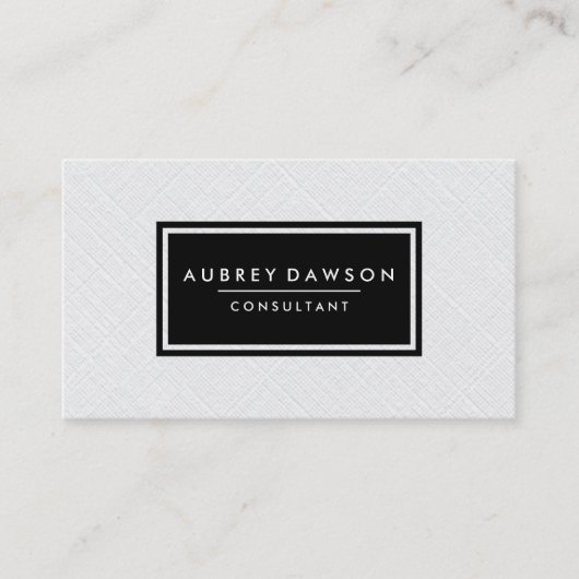 Minimalistische Linen Imitate Black Etiquette Visitenkarte (Vorderseite)