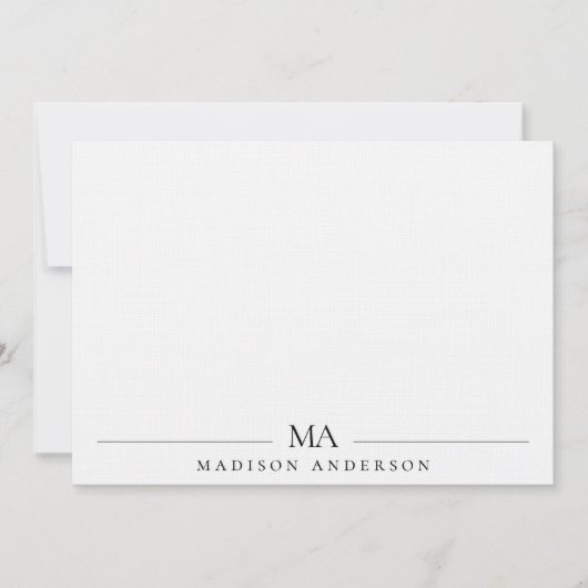 Minimalistische Linen Monogramm Modernes Beruflich Mitteilungskarte (Vorderseite)