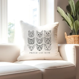 Minimalistische Linie Art Cat Mama Cat Lover Katze Kissen