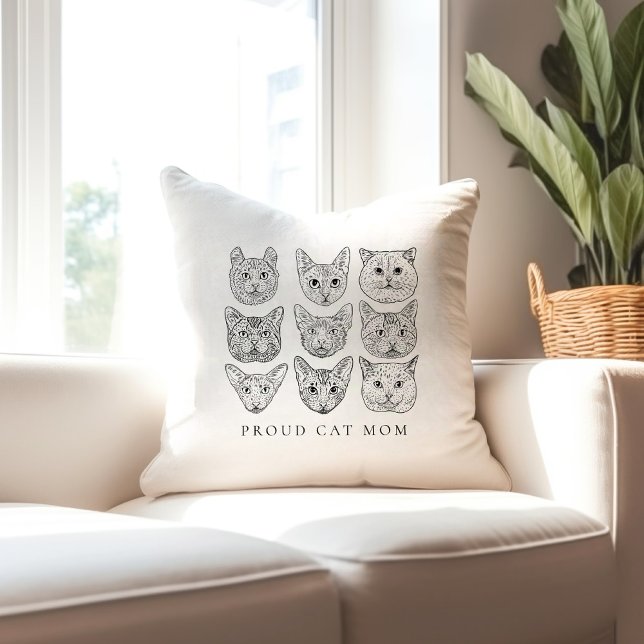 Minimalistische Linie Art Cat Mama Cat Lover Katze Kissen (Von Creator hochgeladen)