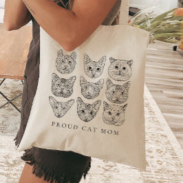 Minimalistische Linie Art Cat Mama Cat Lover Katze Tragetasche